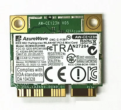 New AzureWave Broadcom BCM94352HMB BCM94352 802.11ac WLAN 2.4G/5Ghz Wifi For Bluetooth BT4.0 Half Mini PCI-E Card 867Mbps
New AzureWave Broadcom BCM94352HMB BCM94352 802.11ac WLAN 2.4G/5Ghz Wifi For Bluetooth BT4.0 Half Mini PCI-E Card 867Mbps