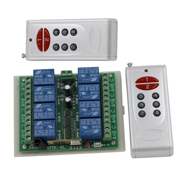 8 Channel Radio Remote Control Switch 1 pcs Receiver+2 pcs 8CH Remote Controller DC 12V Wireless Switch High Quality SKU: 5001
8 Channel Radio Remote Control Switch 1 pcs Receiver+2 pcs 8CH Remote Controller DC 12V Wireless Switch High Quality SKU: 5001