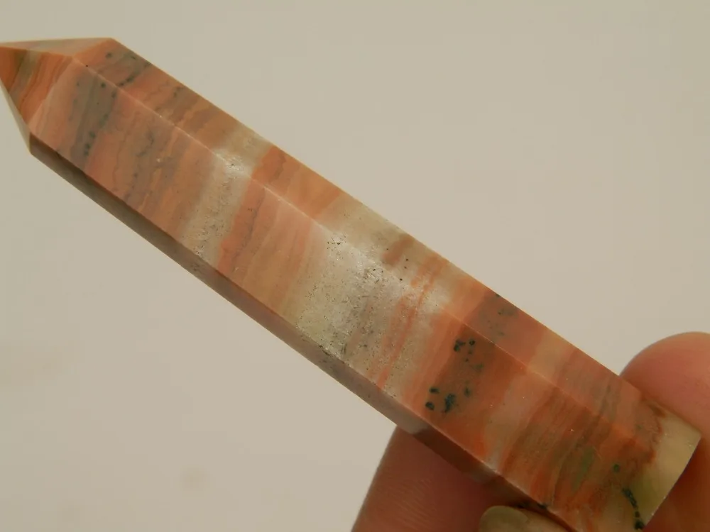 beautiful Natural wood grain stone QUARTZ CRYSTAL WAND POINT HEALING
