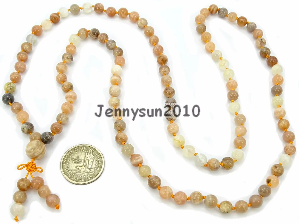 Natural Sunstone 8mm Gems Stone Buddhist 108 Beads Prayer Mala Knot Necklace Multi-Purpose 5Strands/Pack
Natural Sunstone 8mm Gems Stone Buddhist 108 Beads Prayer Mala Knot Necklace Multi-Purpose 5Strands/Pack