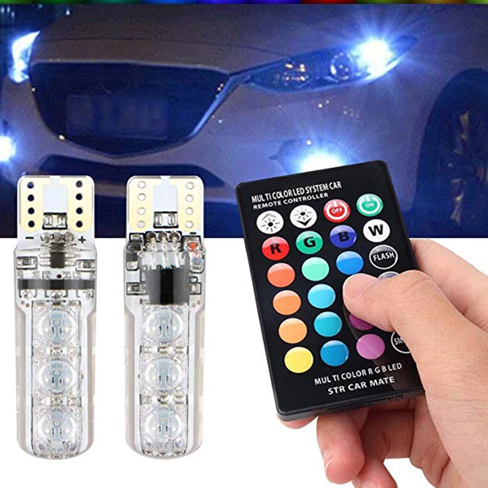YSY 10 комплектов T10 силикагель RGB w5w светодиодный с пультом дистанционного