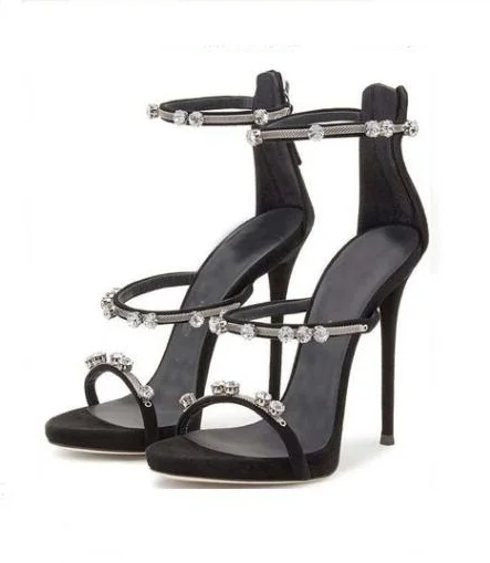 Classic Style Women Black Flock Leather Crystal Decoration Dress Shoes Summer Fashion Narrow Band Back Zipper High Heel Sandals
Classic Style Women Black Flock Leather Crystal Decoration Dress Shoes Summer Fashion Narrow Band Back Zipper High Heel Sandals
