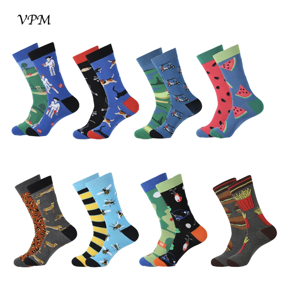 VPM Новые красочные хлопковые крутые мужские короткие носки Harajuku в стиле хип хоп