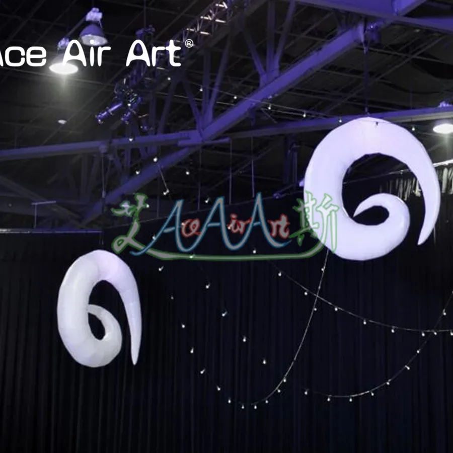 Newly illuminate inflatable rams horn replica,crescent curved cone with lights for Club and event decoration
Newly illuminate inflatable rams horn replica,crescent curved cone with lights for Club and event decoration
