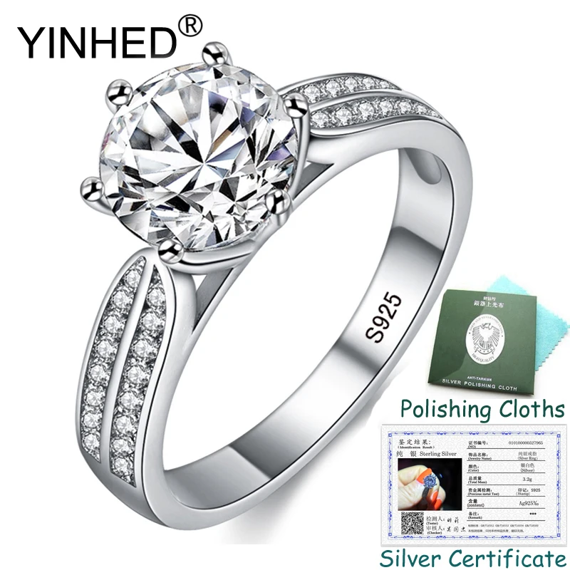 Sent Silver Certificate! YINHED Luxury Silver Engagement Rings for Women 925 Sterling Silver 2ct SONA CZ Wedding Jewelry ZR595
Sent Silver Certificate! YINHED Luxury Silver Engagement Rings for Women 925 Sterling Silver 2ct SONA CZ Wedding Jewelry ZR595