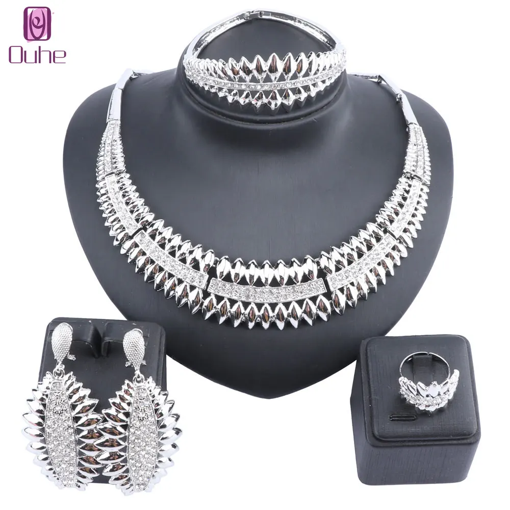 Women's Wedding Bridal Crystal Statement Silver Necklace Earrings Bangle Ring Party Costume Jewelry Set
Women's Wedding Bridal Crystal Statement Silver Necklace Earrings Bangle Ring Party Costume Jewelry Set