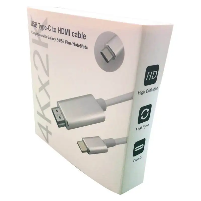 2m USB-C Type C к HDMI 4K HD кабель адаптер для iMac MacBook Pro Galaxy S8 S9 Note8 Dell XPS USB3.1 Преобразование