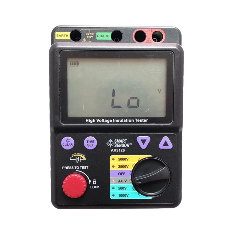 500~5000V / 0M~1000Gohm Megohmmeter Digital High Voltage Insulation Resistance Tester Megger Smart Sensor AR3126
500~5000V / 0M~1000Gohm Megohmmeter Digital High Voltage Insulation Resistance Tester Megger Smart Sensor AR3126