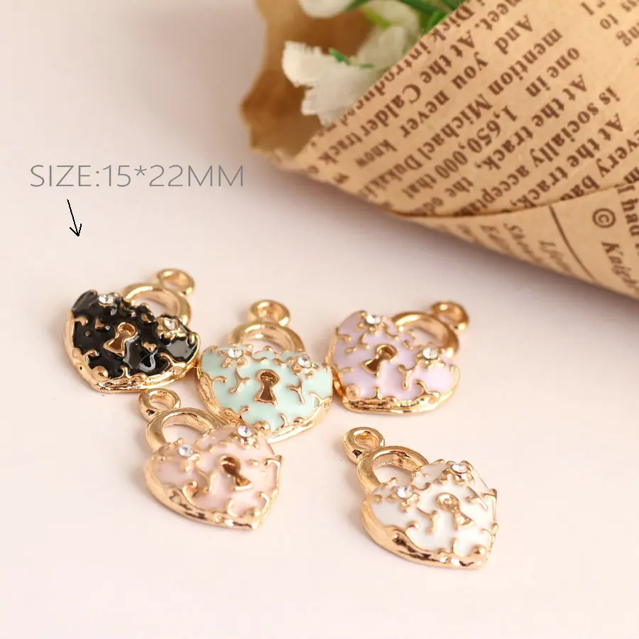 Trendy Rhinestone Love Lock Pendant Dangle Charms Bead Fit DIY Enamel Charms Bracelet Necklace Jewelry Findings Making Accessory
Trendy Rhinestone Love Lock Pendant Dangle Charms Bead Fit DIY Enamel Charms Bracelet Necklace Jewelry Findings Making Accessory