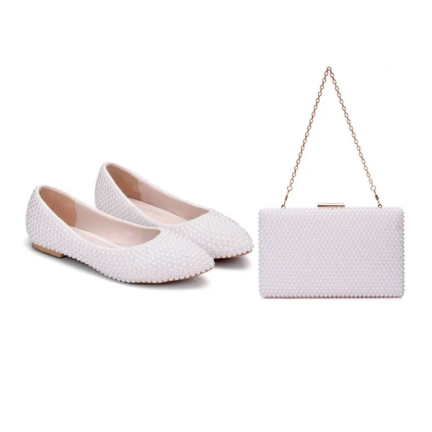 Crystal Queen Women Shoes Lady Pearl White Wedding Shoes Flat Comfortable Bridal With Matching Bags With Purse Dress Shoes
Crystal Queen Women Shoes Lady Pearl White Wedding Shoes Flat Comfortable Bridal With Matching Bags With Purse Dress Shoes