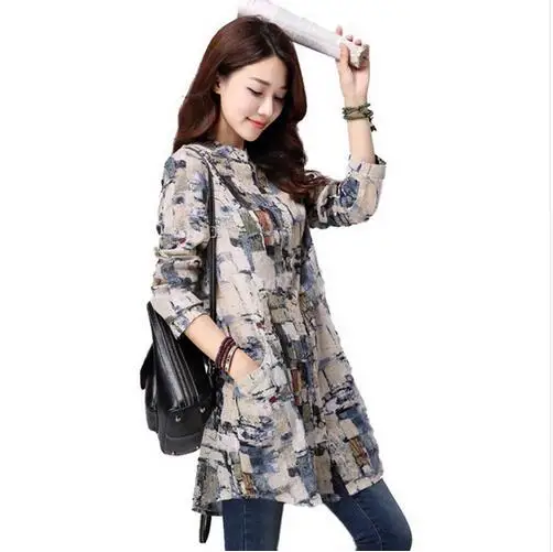Women Tops New Autumn Casual Printed Cotton Linen Long Sleeve Women Blouses Blusas Vintage Shirt Long Tunic Tops for Women
Women Tops New Autumn Casual Printed Cotton Linen Long Sleeve Women Blouses Blusas Vintage Shirt Long Tunic Tops for Women