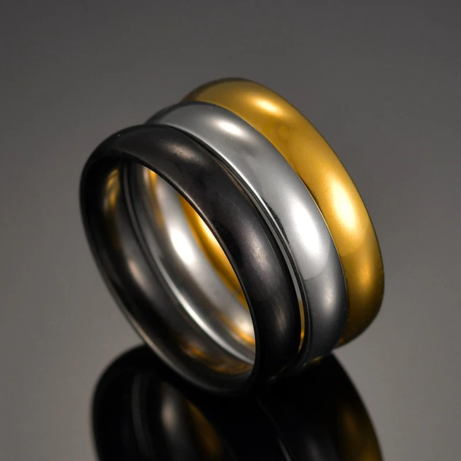 New Fashion Gold/Silvery/Black Wedding Bands Ring for Women Men Jewelry 4mm Stainless Steel Engagement Ring Anniversary Gift
New Fashion Gold/Silvery/Black Wedding Bands Ring for Women Men Jewelry 4mm Stainless Steel Engagement Ring Anniversary Gift
