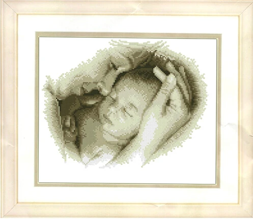 

Peaceful Baby Birth Record in Counted Cross Stitch the Loving Bond Between Mother and Child Small Pattern 14ct Embroidery Set