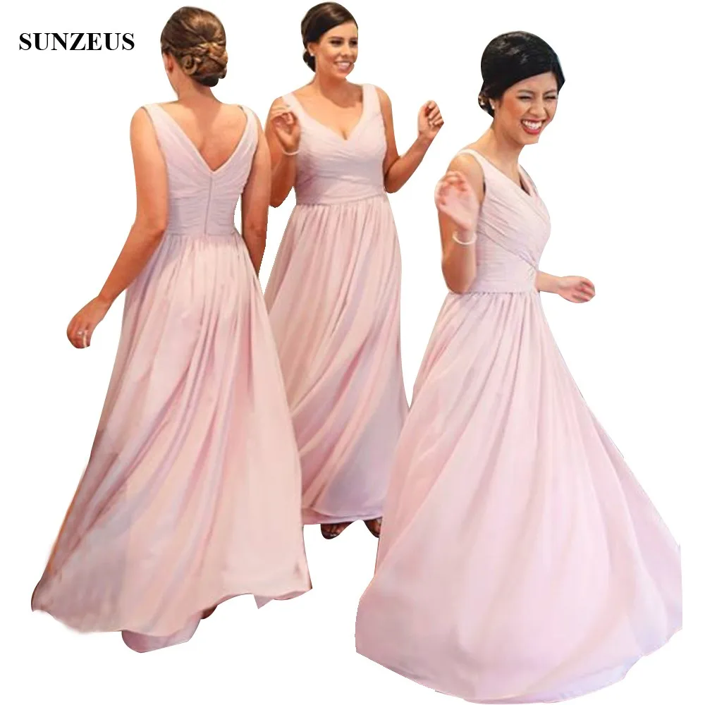 Beautiful Pink Bridesmaid Dress Long Chiffon Party Dresses A-line V-neck Tank Wedding Guest Gowns With Pleats BDS014
Beautiful Pink Bridesmaid Dress Long Chiffon Party Dresses A-line V-neck Tank Wedding Guest Gowns With Pleats BDS014
