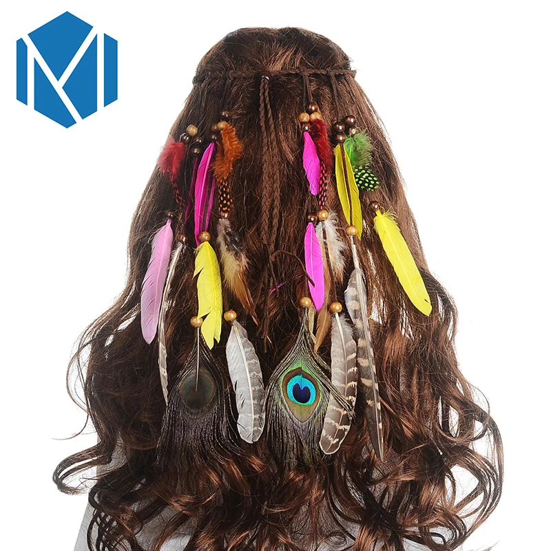 M MISM 1 шт. модные перьевые повязки для волос женщин и девочек в этническом стиле
