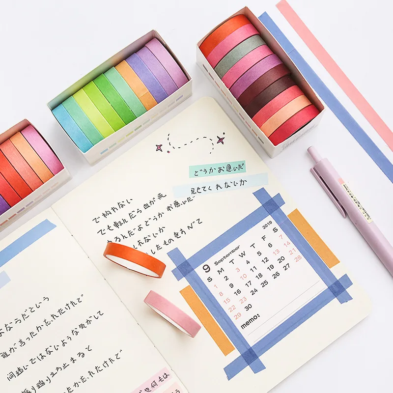 10pcs Solid color paper washi tape set 8mm slim adhesive decoration masking tapes Label sticker scrapbooking Stationery A6076
10pcs Solid color paper washi tape set 8mm slim adhesive decoration masking tapes Label sticker scrapbooking Stationery A6076