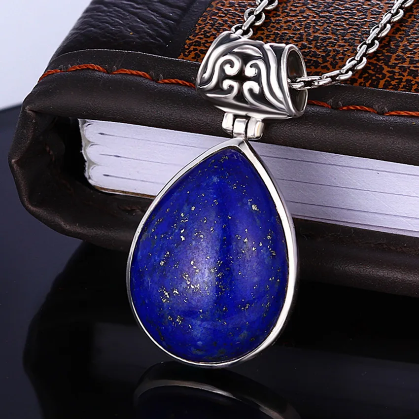 Retro Royal Lapis Gemstone 100% 925 Sterling Silver Natural Afghan Lapis Pendant Necklace Female Fine Jewelry
Retro Royal Lapis Gemstone 100% 925 Sterling Silver Natural Afghan Lapis Pendant Necklace Female Fine Jewelry