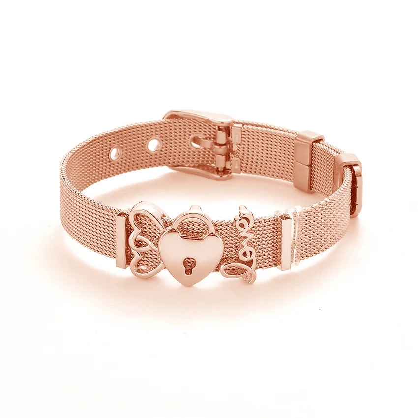 Fashion Rose Gold Color Stainless Steel Mesh Bracelet Set Gold Love Lock Charm Brand Bracelet Bangle for Woman Jewelry Gifts
Fashion Rose Gold Color Stainless Steel Mesh Bracelet Set Gold Love Lock Charm Brand Bracelet Bangle for Woman Jewelry Gifts