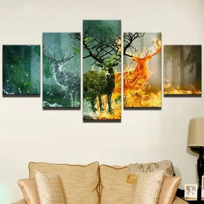 5 Piece Forest Tree Fire Animal Deers Pictures Framework Decorative Wall Art Bedroom Living Room Canvas Print Abstract Picture
5 Piece Forest Tree Fire Animal Deers Pictures Framework Decorative Wall Art Bedroom Living Room Canvas Print Abstract Picture