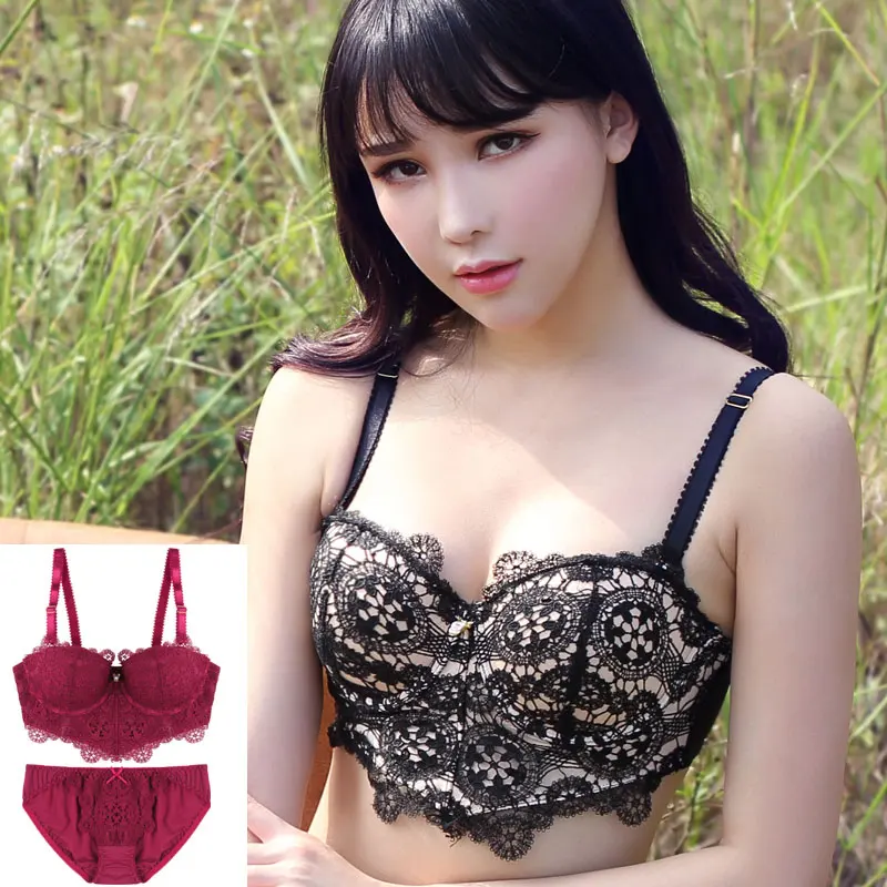 Vintage Lace half cup bra set female Black Pink Sexy Bralette underwear gather 1/2 bandeau lingerie sutian & brief women
Vintage Lace half cup bra set female Black Pink Sexy Bralette underwear gather 1/2 bandeau lingerie sutian & brief women