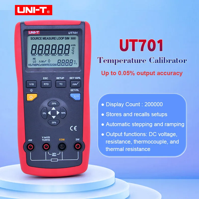 UNI-T Temperature Calibrator UT701 Thermocouple Calibrator Type J/K/T/E/R/S/B/N/Wre RTDs C mV Resistance
UNI-T Temperature Calibrator UT701 Thermocouple Calibrator Type J/K/T/E/R/S/B/N/Wre RTDs C mV Resistance