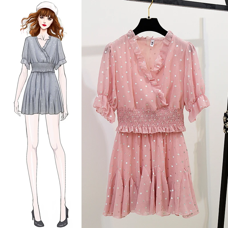 Summer outfit suits chiffon blouse two-piece clothing set women top skirt vestidos sweet girl clothes cute |