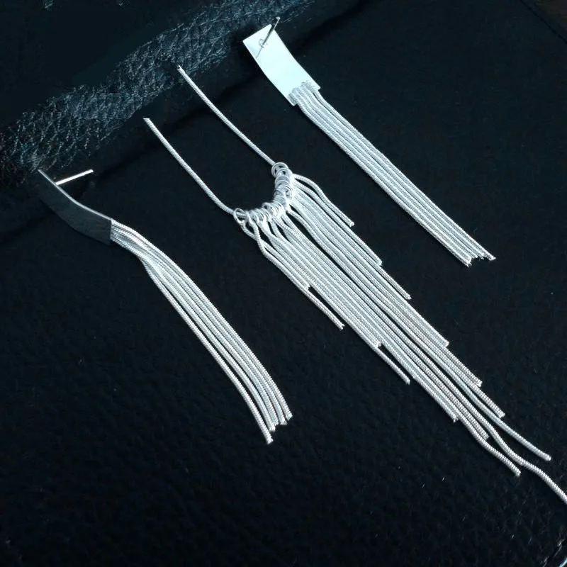 Silver 925 Jewelry Set for Women Fashion Long Tassel Pendant Necklace Earrings 2 pcs Wedding Party Jewellery Sets Accessories
Silver 925 Jewelry Set for Women Fashion Long Tassel Pendant Necklace Earrings 2 pcs Wedding Party Jewellery Sets Accessories