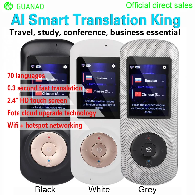 Global Portable Smart Wireless Translator Handheld Real Time Interactive Instant Voice Translation Support 70 Languages No Noise
Global Portable Smart Wireless Translator Handheld Real Time Interactive Instant Voice Translation Support 70 Languages No Noise