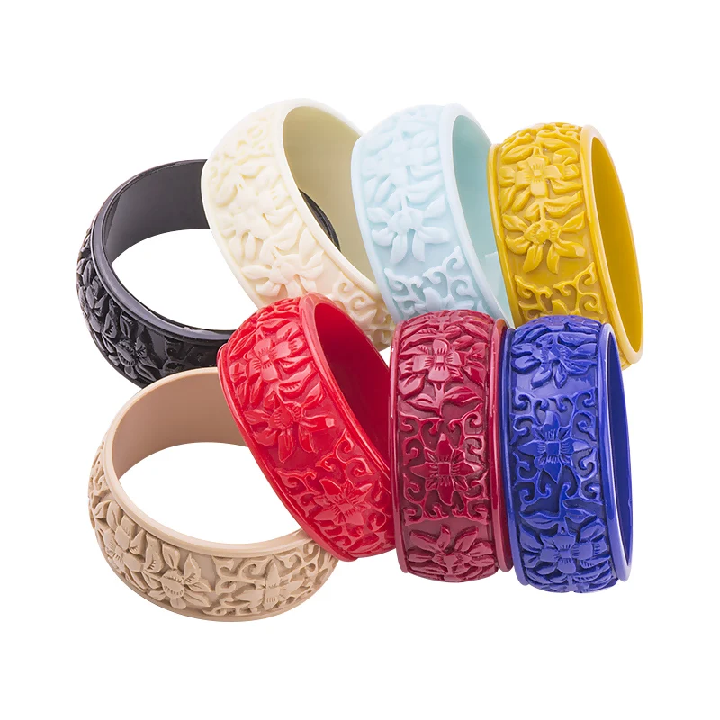 GuanLong Fashion Carved Flower Smiley Acrylic Resin Bangle Bracelet For Women Wide Cuff Trendy Bangles For Girls Jewelry Gifts
GuanLong Fashion Carved Flower Smiley Acrylic Resin Bangle Bracelet For Women Wide Cuff Trendy Bangles For Girls Jewelry Gifts