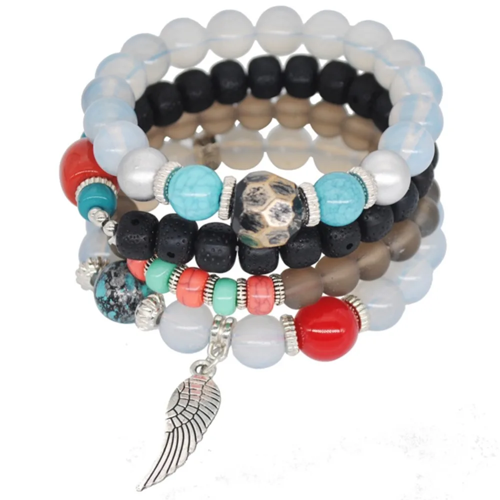 Bohemian 4pcs/Set Handmade Colorful Beaded Bracelet Set Multilayers Alloy Feather Pendant Elastic String Bracelet Jewelry
Bohemian 4pcs/Set Handmade Colorful Beaded Bracelet Set Multilayers Alloy Feather Pendant Elastic String Bracelet Jewelry