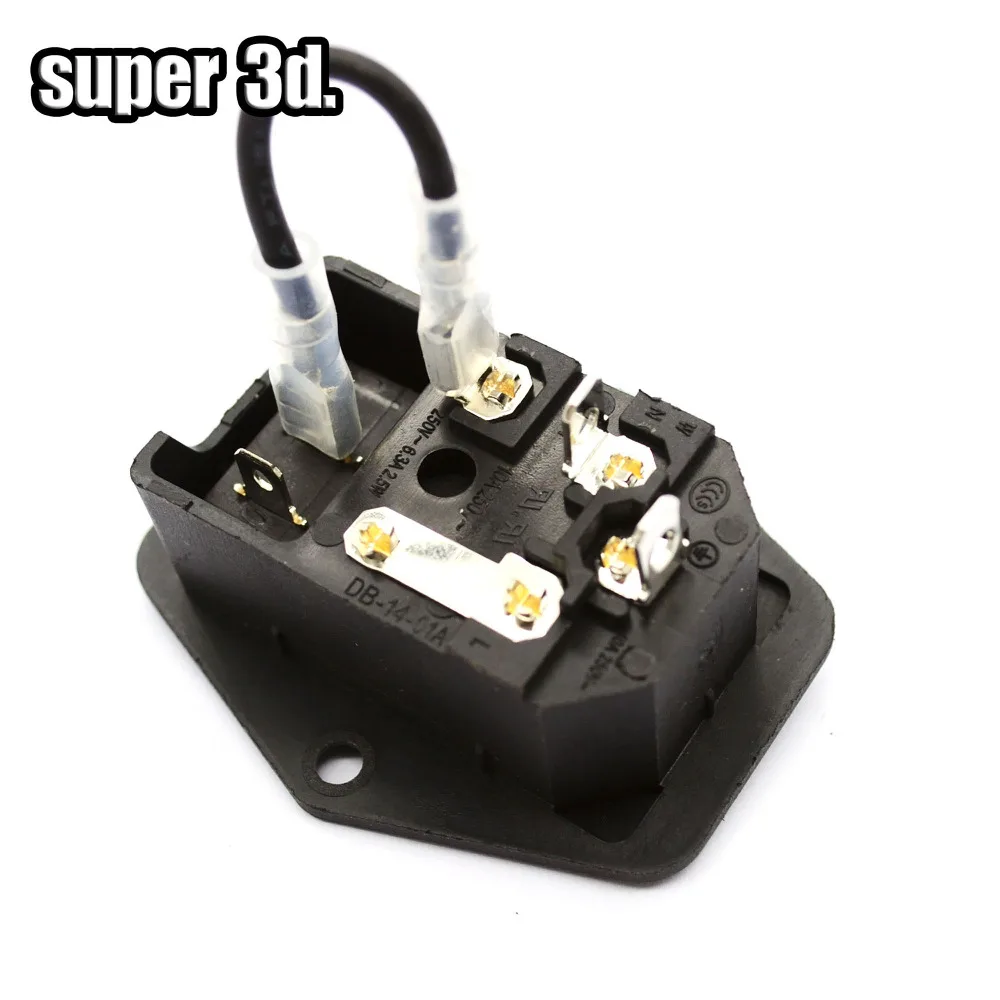 3D Printer 15A 250W Power Switch 3 in 1 AC power socket with rocker switch + fuse socket + cable
3D Printer 15A 250W Power Switch 3 in 1 AC power socket with rocker switch + fuse socket + cable
