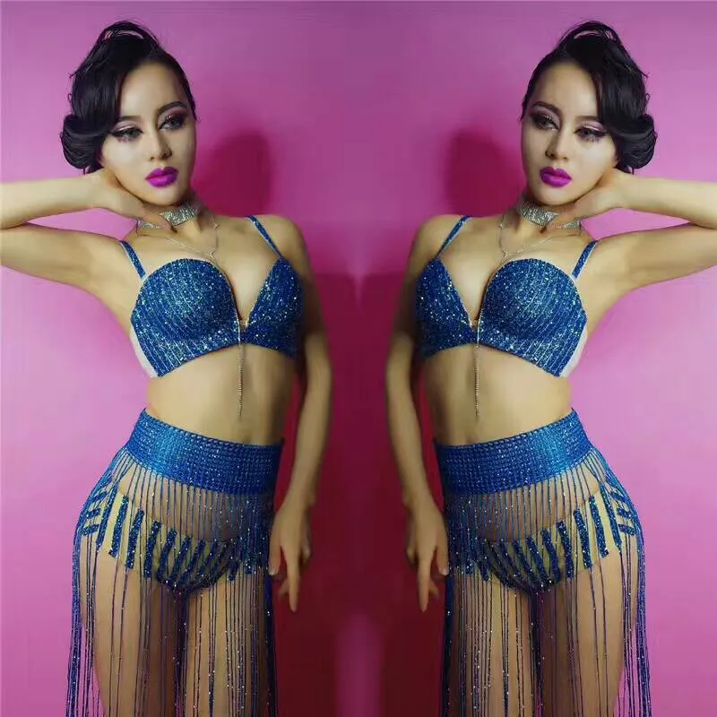 Sparkly Rhinestones Tassels Bikini Bra Sets European Bar Nightclub Dance Teams DJ Costume Party Model Catwalk Show Stage Outfit
Sparkly Rhinestones Tassels Bikini Bra Sets European Bar Nightclub Dance Teams DJ Costume Party Model Catwalk Show Stage Outfit