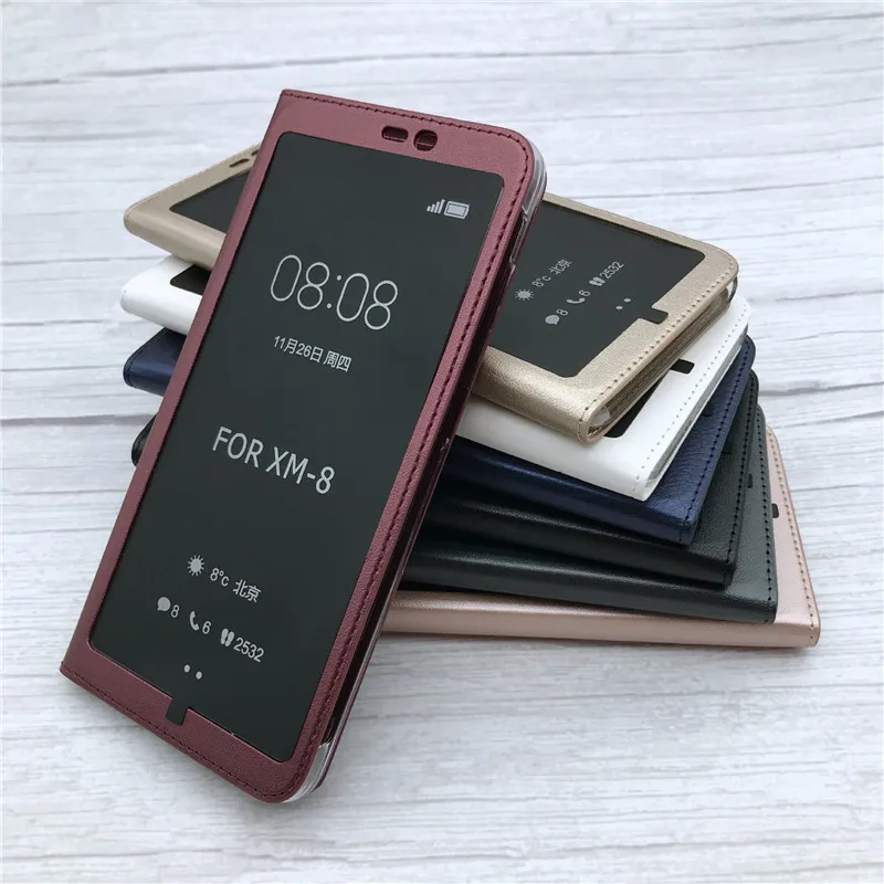 Чехол книжка с окошком для Xiaomi Mi 8 Роскошный деловой кожаный чехол телефона mi m8