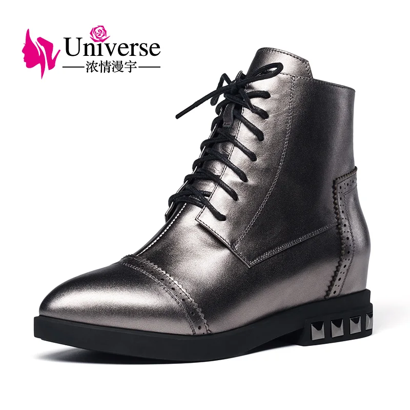 Universe lace up ankle boots cow leather warm plush insole low heels pointed toe ladies black winter boots women shoes E214
Universe lace up ankle boots cow leather warm plush insole low heels pointed toe ladies black winter boots women shoes E214