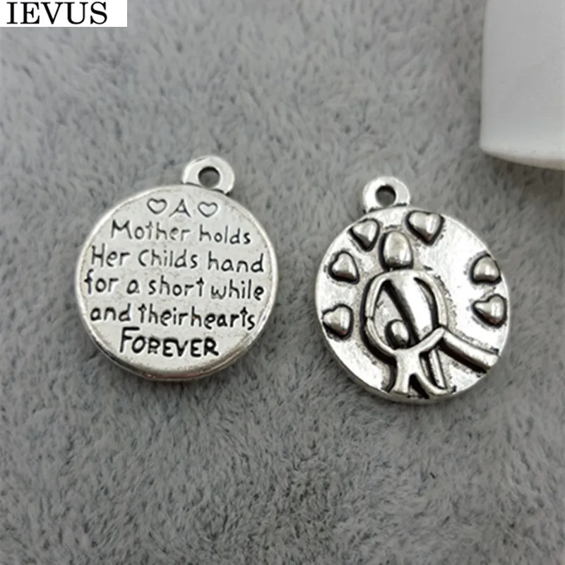 Hot selling 10 piece diameter 17mm antique sliver plated round disc message charm mom charm words mother hold baby forever
Hot selling 10 piece diameter 17mm antique sliver plated round disc message charm mom charm words mother hold baby forever