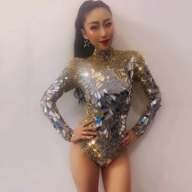 Sparkly Gold Rhinestones Bodysuit Birthday Celebrate Outfit Mirrors Shining Bodysuit DJ Singer Show Dance Stretch Outfit DJ525
Sparkly Gold Rhinestones Bodysuit Birthday Celebrate Outfit Mirrors Shining Bodysuit DJ Singer Show Dance Stretch Outfit DJ525