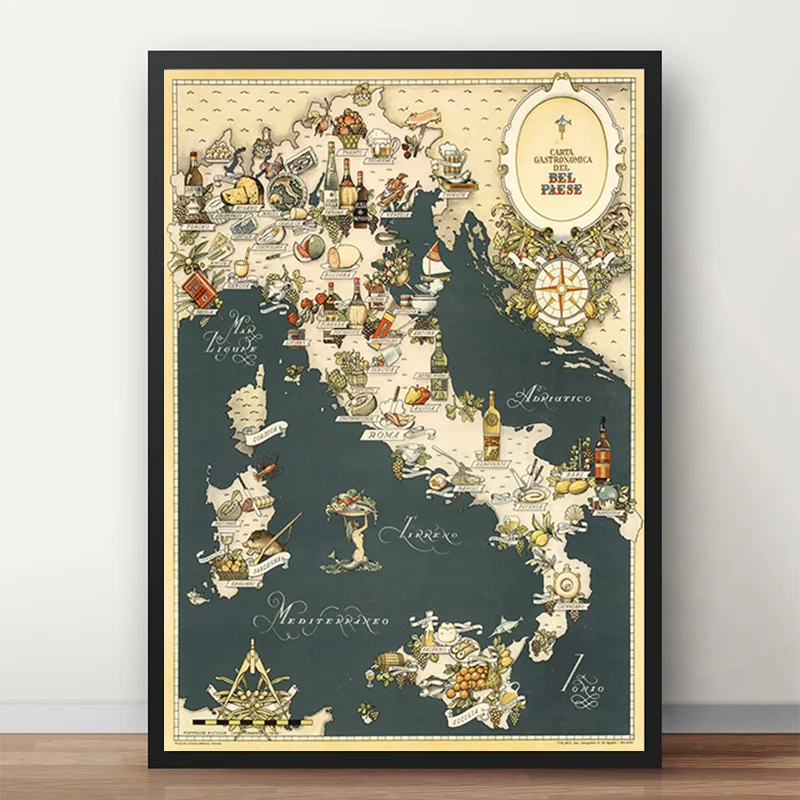1949 Vintage Map of Italy Food Adventure Maps Europe Retro Canvas Paintings Kraft Posters Wall Stickers Home Decor Family Gift
1949 Vintage Map of Italy Food Adventure Maps Europe Retro Canvas Paintings Kraft Posters Wall Stickers Home Decor Family Gift