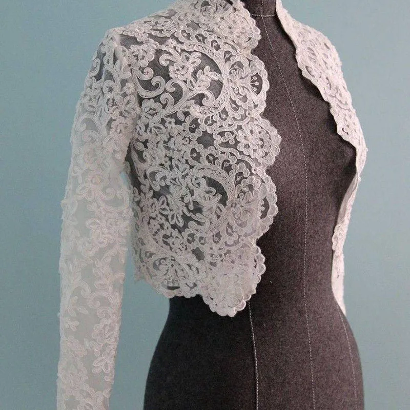 Fashion White Ivory Bolero For Wedding Bridal Dress Jackets Long Sleeve Scoop Neck Top Lace Custom Jacket
Fashion White Ivory Bolero For Wedding Bridal Dress Jackets Long Sleeve Scoop Neck Top Lace Custom Jacket