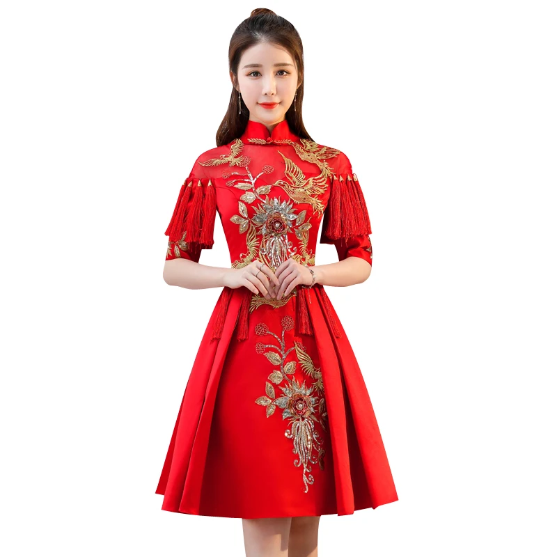 Red Traditional Chinese Wedding Gown 2018 Ladies New Fashion Cheongsam Short Dress Qipao Vestido Oriental Style Dresses
Red Traditional Chinese Wedding Gown 2018 Ladies New Fashion Cheongsam Short Dress Qipao Vestido Oriental Style Dresses