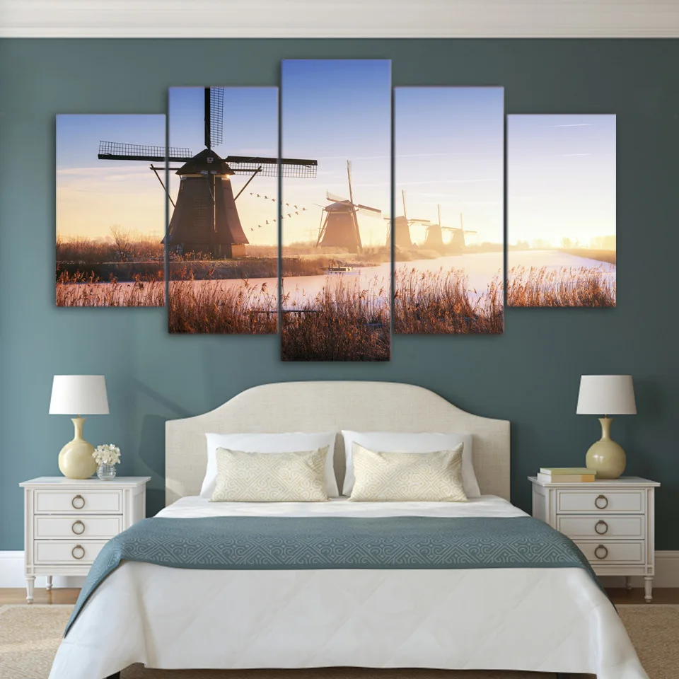 Wall Art Living Room Home Decor Printed Pictures 5 PiecePcs Windmills River Dusk View Modern HD Frame Canvas Painting Posters
Wall Art Living Room Home Decor Printed Pictures 5 PiecePcs Windmills River Dusk View Modern HD Frame Canvas Painting Posters