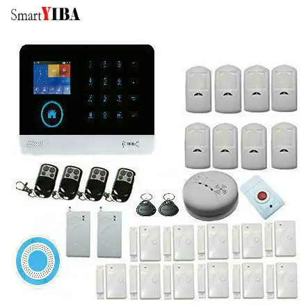 

SmartYIBA WIFI GSM SMS Wireless Home Burglar Security Alarm System Apps Control GPRS witn Smoke Detection Emergency Button