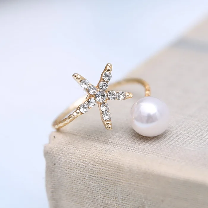 Fashion jewelry starfish imitation pearl rings gold ring women jewelry Open cuff Ring Animal Star Adjustable Crystal Rhinestone
Fashion jewelry starfish imitation pearl rings gold ring women jewelry Open cuff Ring Animal Star Adjustable Crystal Rhinestone