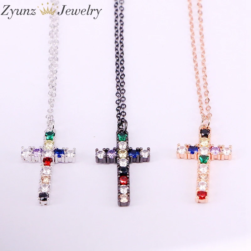 6PCS, Fashion Crystal CZ Micro Pave Cross Pendant Colorful Zirconia Metal Filled Jewelry Charm Necklaces
6PCS, Fashion Crystal CZ Micro Pave Cross Pendant Colorful Zirconia Metal Filled Jewelry Charm Necklaces