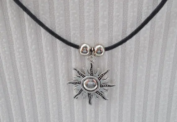 Black Cord Tibetan Silver Sun Pendant Necklace handmade for Jewellery Gift for Women Fashion Jewellery
Black Cord Tibetan Silver Sun Pendant Necklace handmade for Jewellery Gift for Women Fashion Jewellery