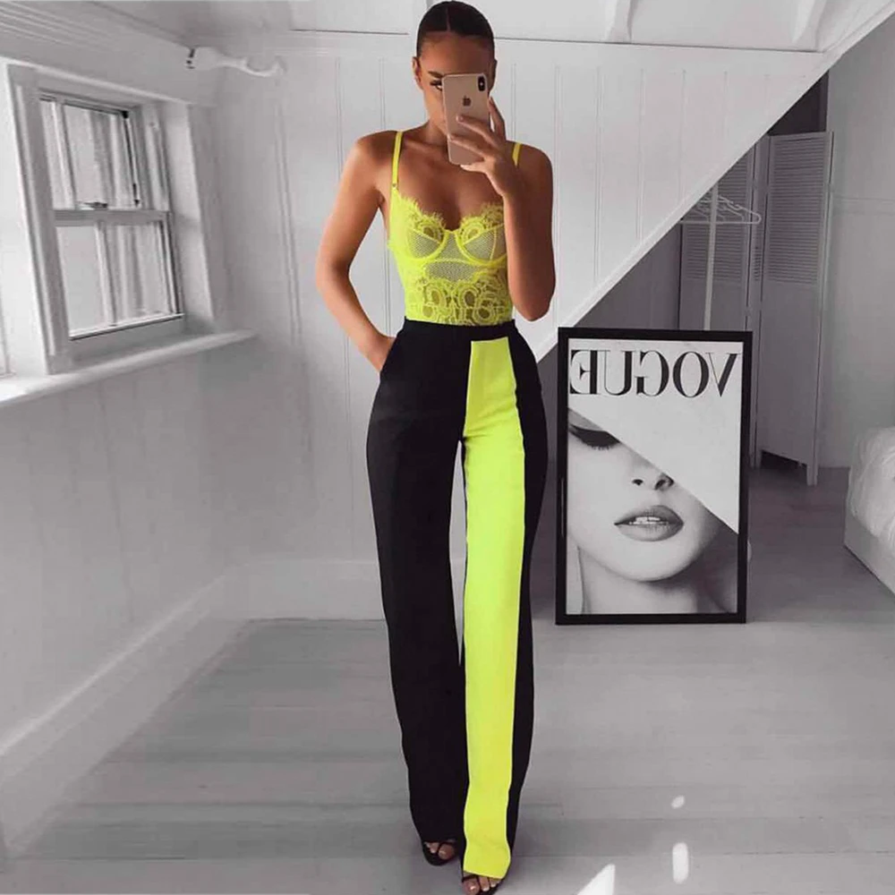 Ocstrade Green Strappy Sleeveless Lace Bodysuit and Black Maxi Bandage Pants 2 Piece Set
Ocstrade Green Strappy Sleeveless Lace Bodysuit and Black Maxi Bandage Pants 2 Piece Set