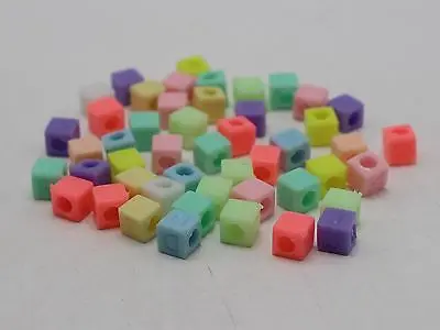 250 Mixed Pastel Color Acrylic Assorted Alphabet Letter Cube Pony Beads 6X6mm | Украшения и аксессуары