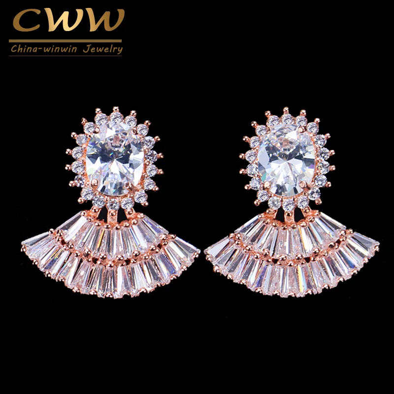CWWZircons Stylish Rose Gold Color CZ Jewelry Spike Fan Shape Fashion Cubic Zircon Stud Earrings for Ladies CZ021
CWWZircons Stylish Rose Gold Color CZ Jewelry Spike Fan Shape Fashion Cubic Zircon Stud Earrings for Ladies CZ021