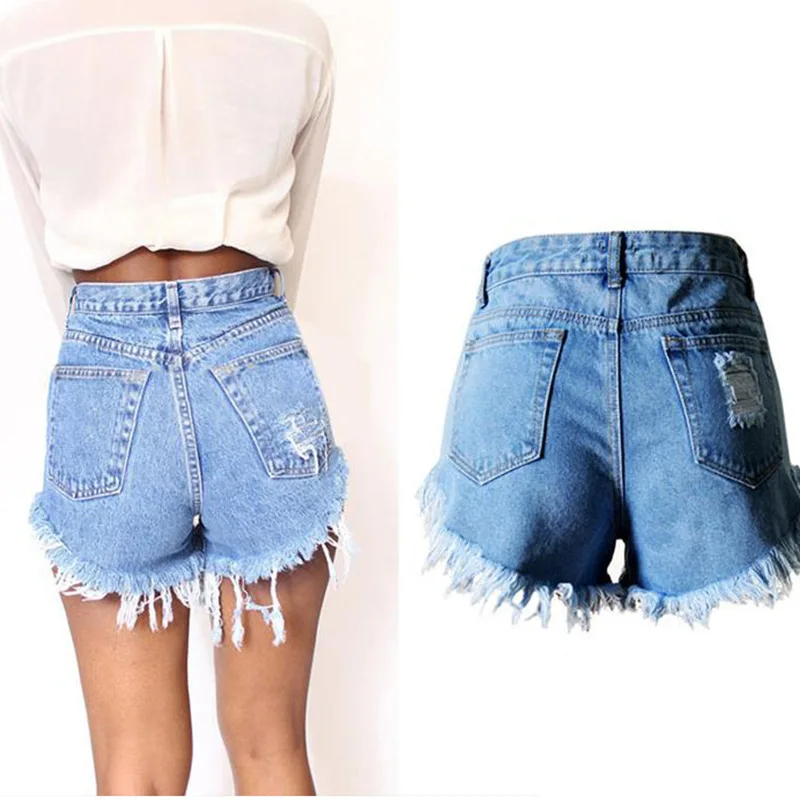 Holes Irregular Tassels High Waist Cowboy Shorts Woman Summer Wear Tide | Женская одежда