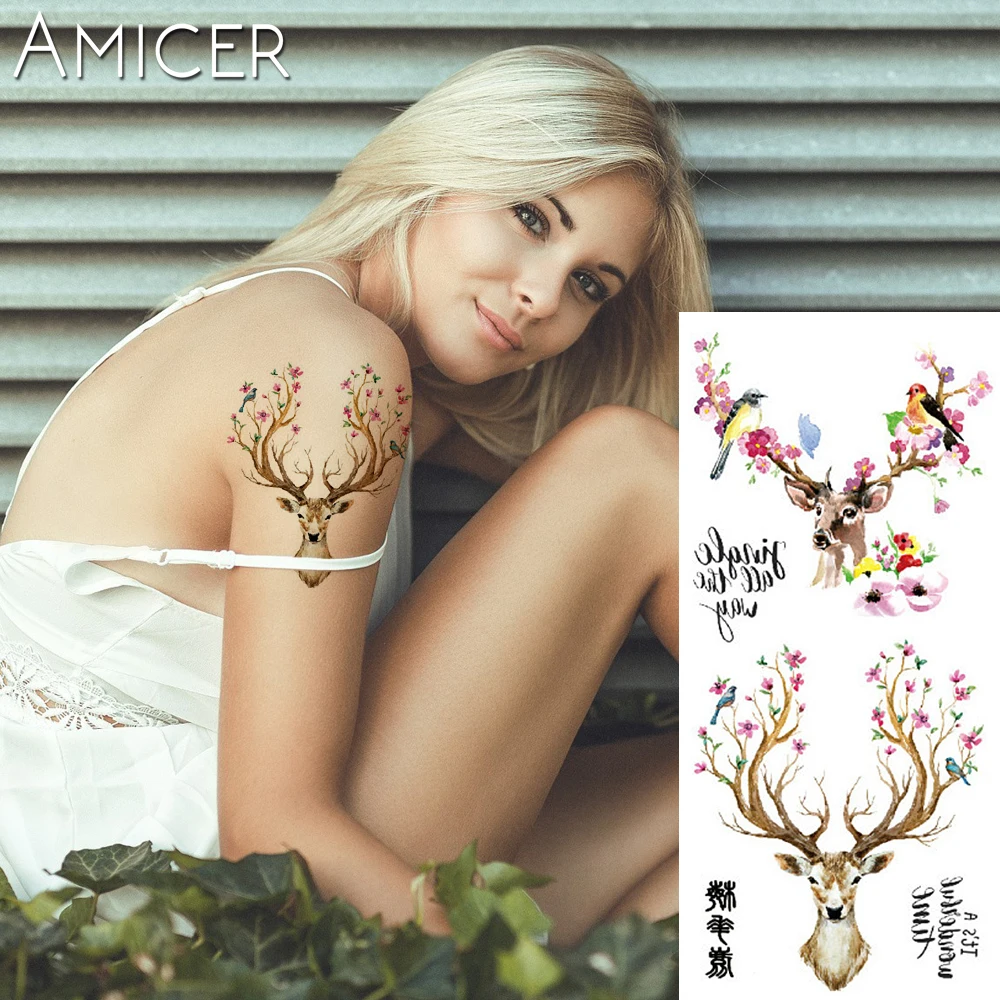 1 piece Fantasy Color Flower Deer elk Hot Large animal Temporary Tattoo Waterproof Tattoo Sticker for women men
1 piece Fantasy Color Flower Deer elk Hot Large animal Temporary Tattoo Waterproof Tattoo Sticker for women men