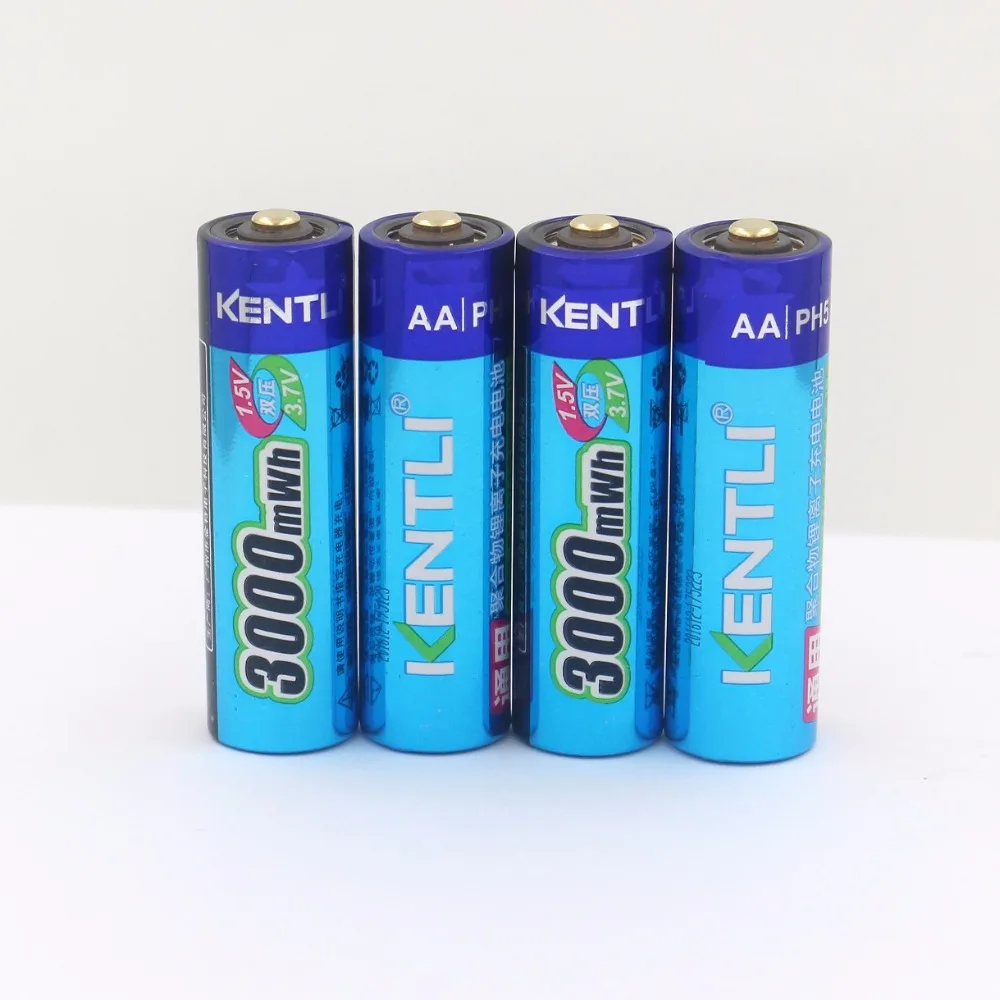 KENTLI 4pcs/lot 3000mWh AA battery 1.5V AA rechargeable battery camera battery lithium polymer battery
KENTLI 4pcs/lot 3000mWh AA battery 1.5V AA rechargeable battery camera battery lithium polymer battery